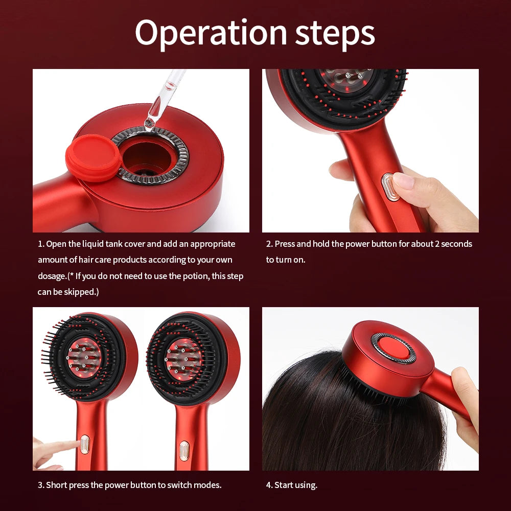 Red Light Scalp Massage Brush operation steps