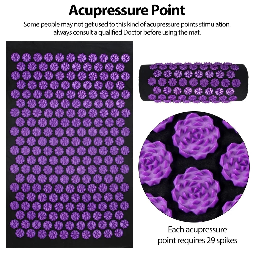 Acupressure Mat & Pillow Set — Spike Massage for Back Pain & Relaxation