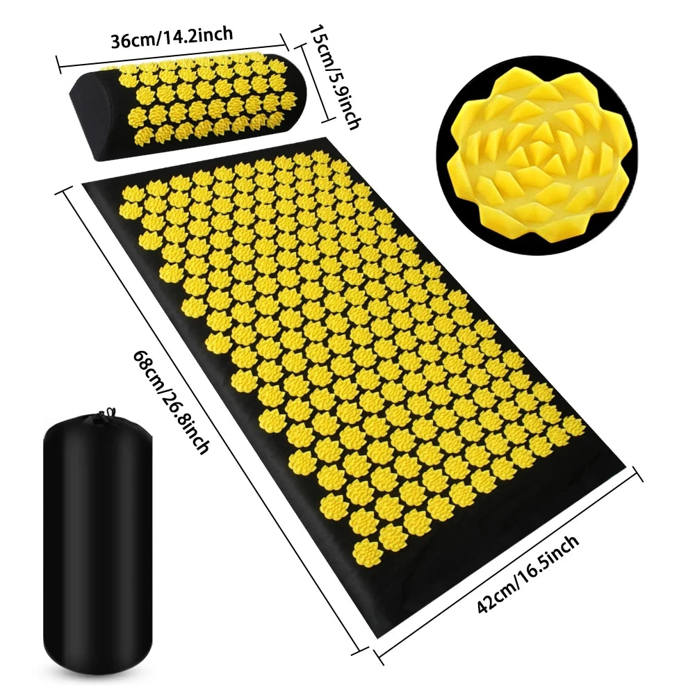 Acupressure Mat & Pillow Set — Spike Massage for Back Pain & Relaxation