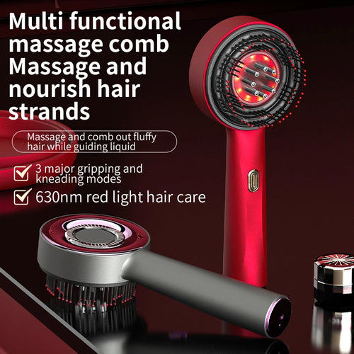 Red Light Scalp Massage Brush red and gray