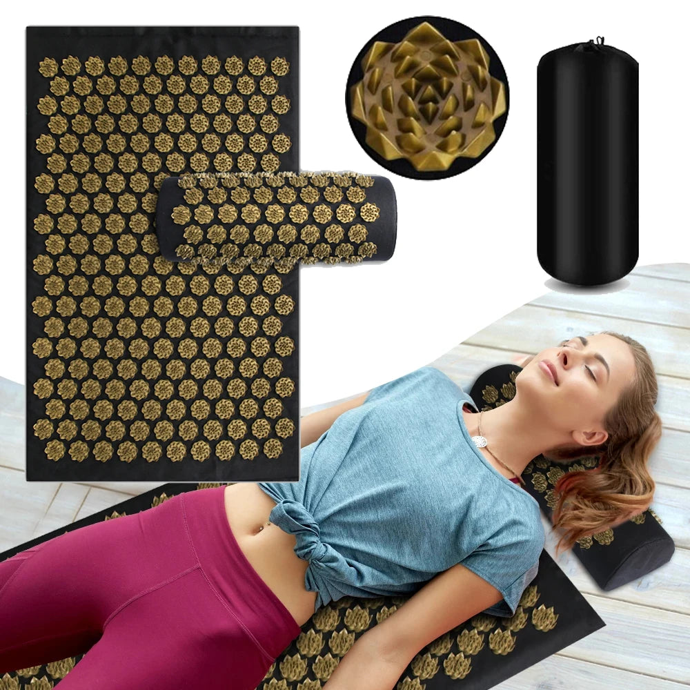 Acupressure Mat & Pillow Set — Spike Massage for Back Pain & Relaxation